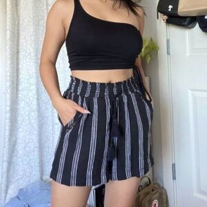 Briggs' New York Black and White Linen Blend Shorts Size Small